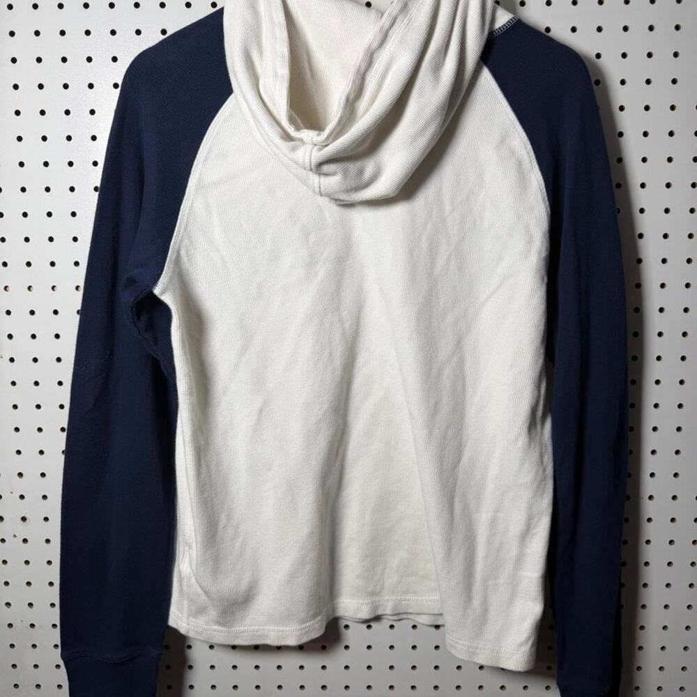 Polo Ralph Lauren Hoodie Womens XL White Navy Patchwork Plaid Pullover Preppy - Picture 3 of 5
